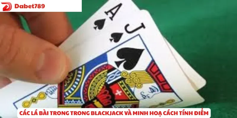 Các lá bài J Q K và A trong Blackjack – minh họa cách tính điểm