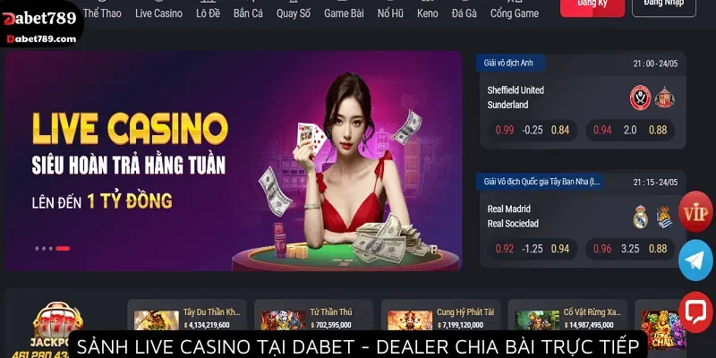 Sảnh live casino tại Dabet – Dealer chia bài trực tiếp